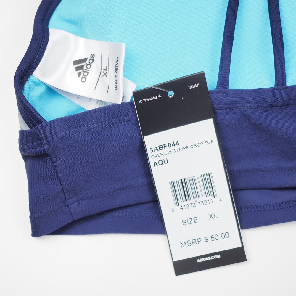 NWT Adidas Overlay Stripe Bikini Top - Picture 3 of 3